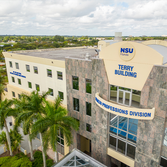 Outside of academic building at Nova Southeastern University